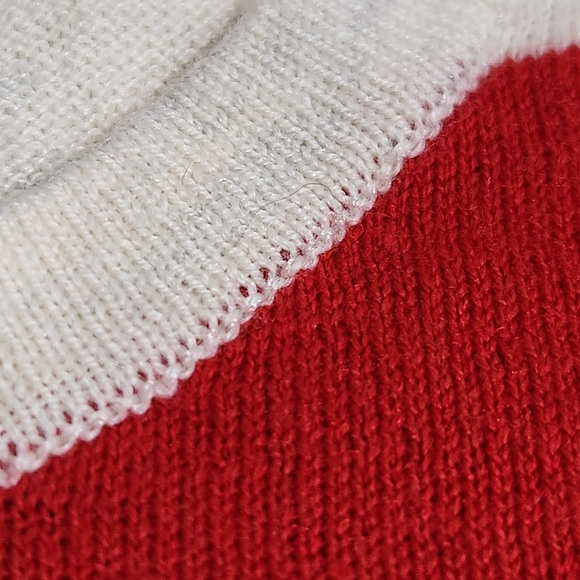 Gap v neck striped tunic sweater red cream small - Picture 5 of 14